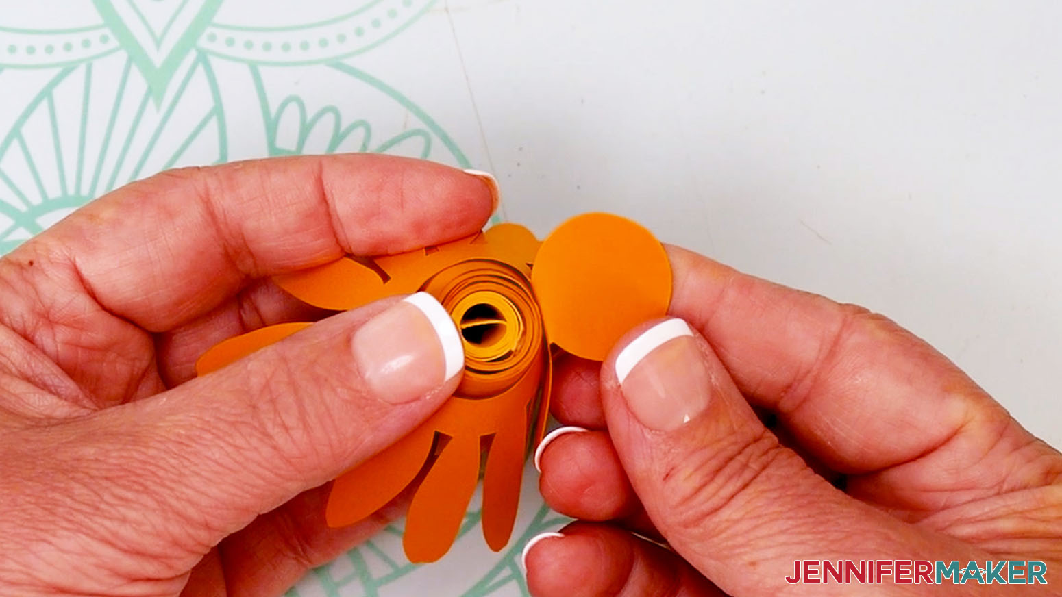 Fold the circle back after removing the flower from the Flowtool.