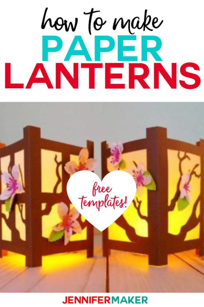 Learn how to make these Paper Lanterns inspired by the Japenese shoji rice paper screen with a step by step tutorial and free cut files. #cricut #cricutmade #cricutmaker #cricutexplore #svg #svgfile