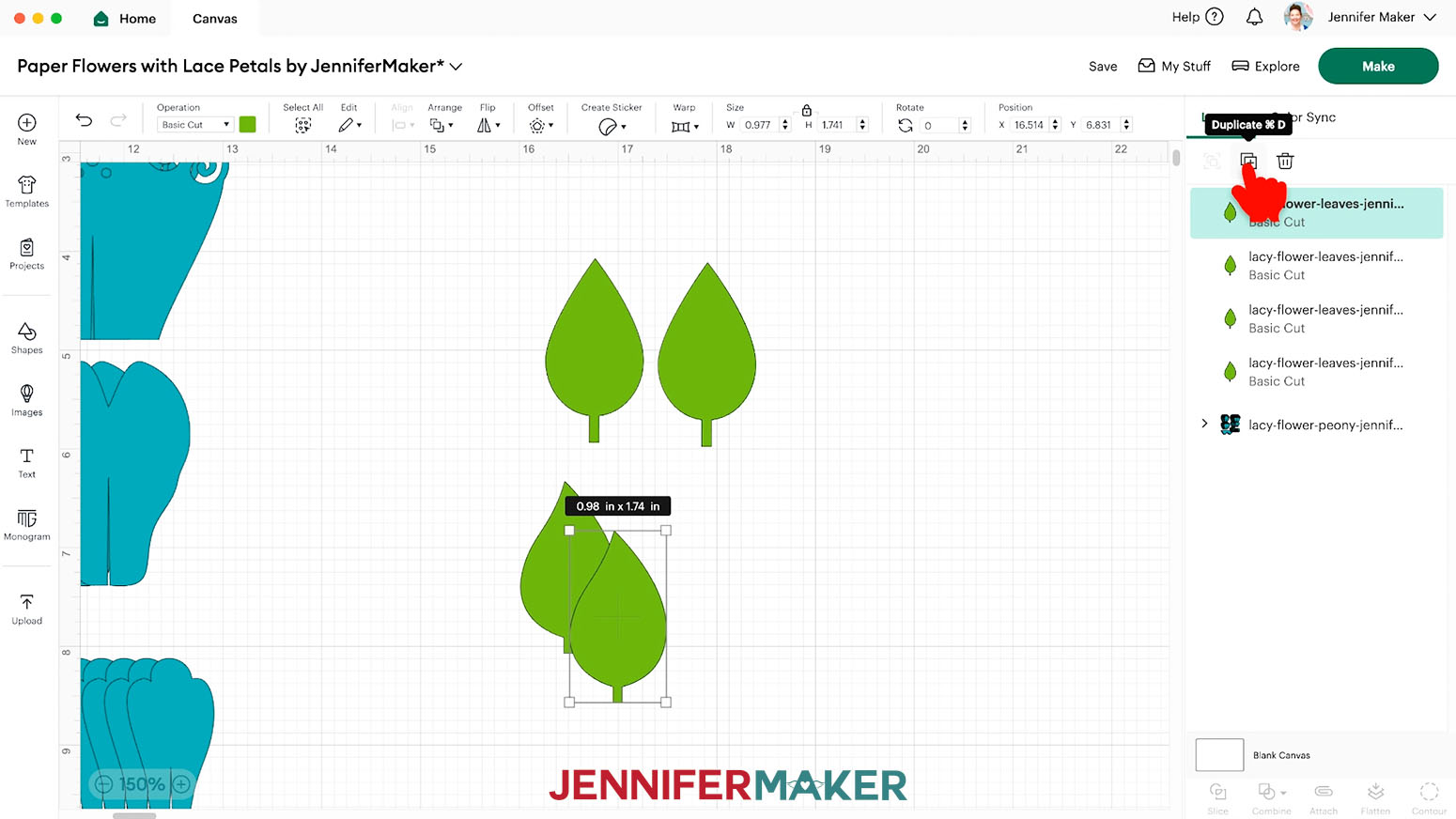 Select and click Duplicate to add additionals leaves.