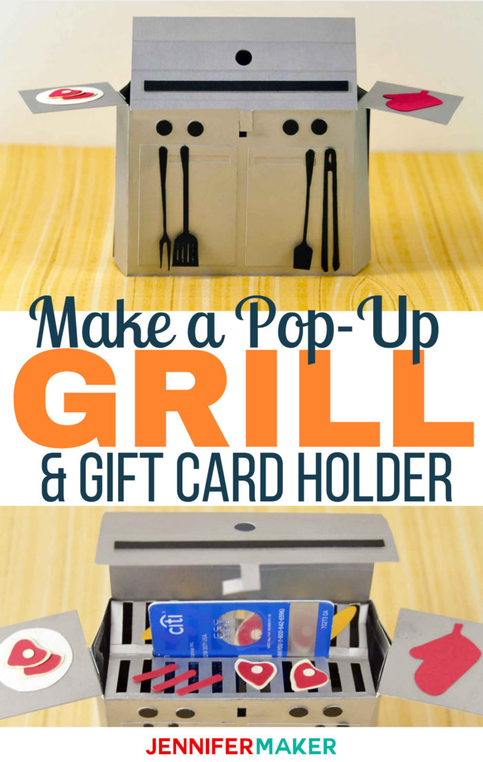 Grill Card: This Pop-Up Paper Grill and Gift Card Holder is great for dads and new home owners! #giftcard #papercraft #grills #cards #handmade #cricut #silhouette #popup