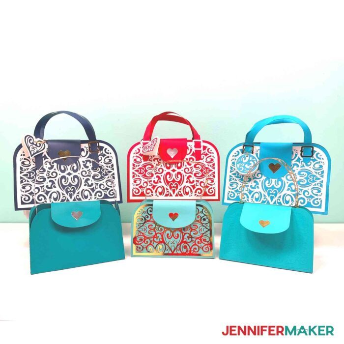 Heartbreaker and Couture paper purses in several color combinations.