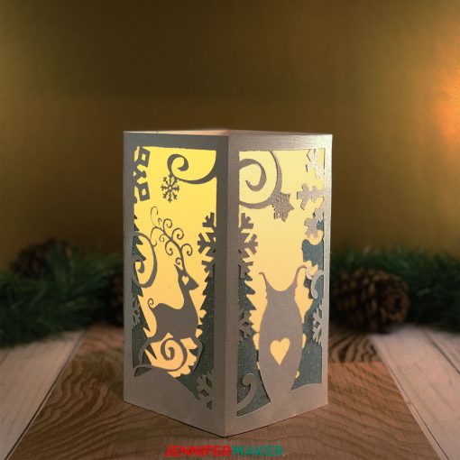 Lighting up the Winter Paper Lantern Luminary with an LED candle