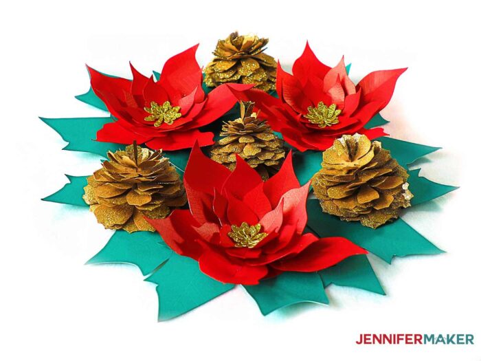 Glittery paper pinecone table decor