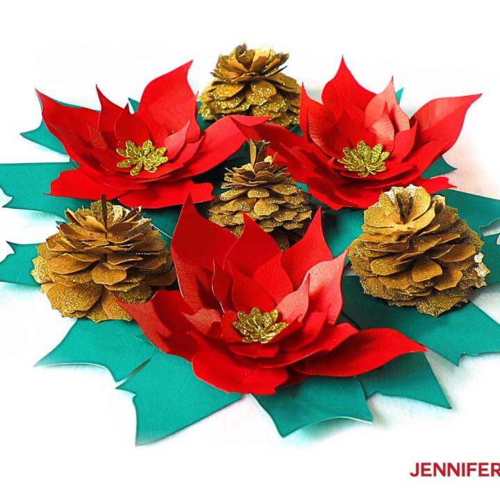 Glittery paper pinecone table decor