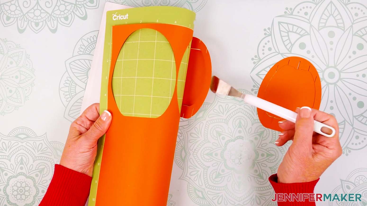 Use a spatula to help remove delicate pieces from the machine mat.