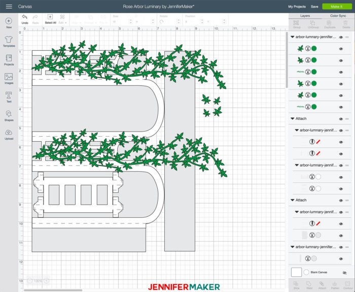 The Paper Rose Arbor Luminary pattern uploaded to Cricut Design Space