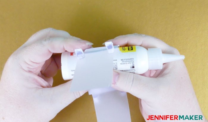 Gluing the top to make Paper Rose Arbor Luminary