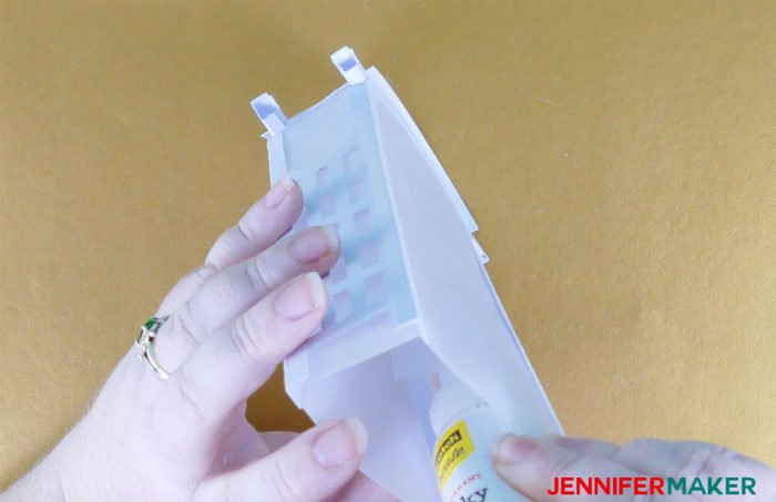 Glue the top to the frame to make Paper Rose Arbor Luminary