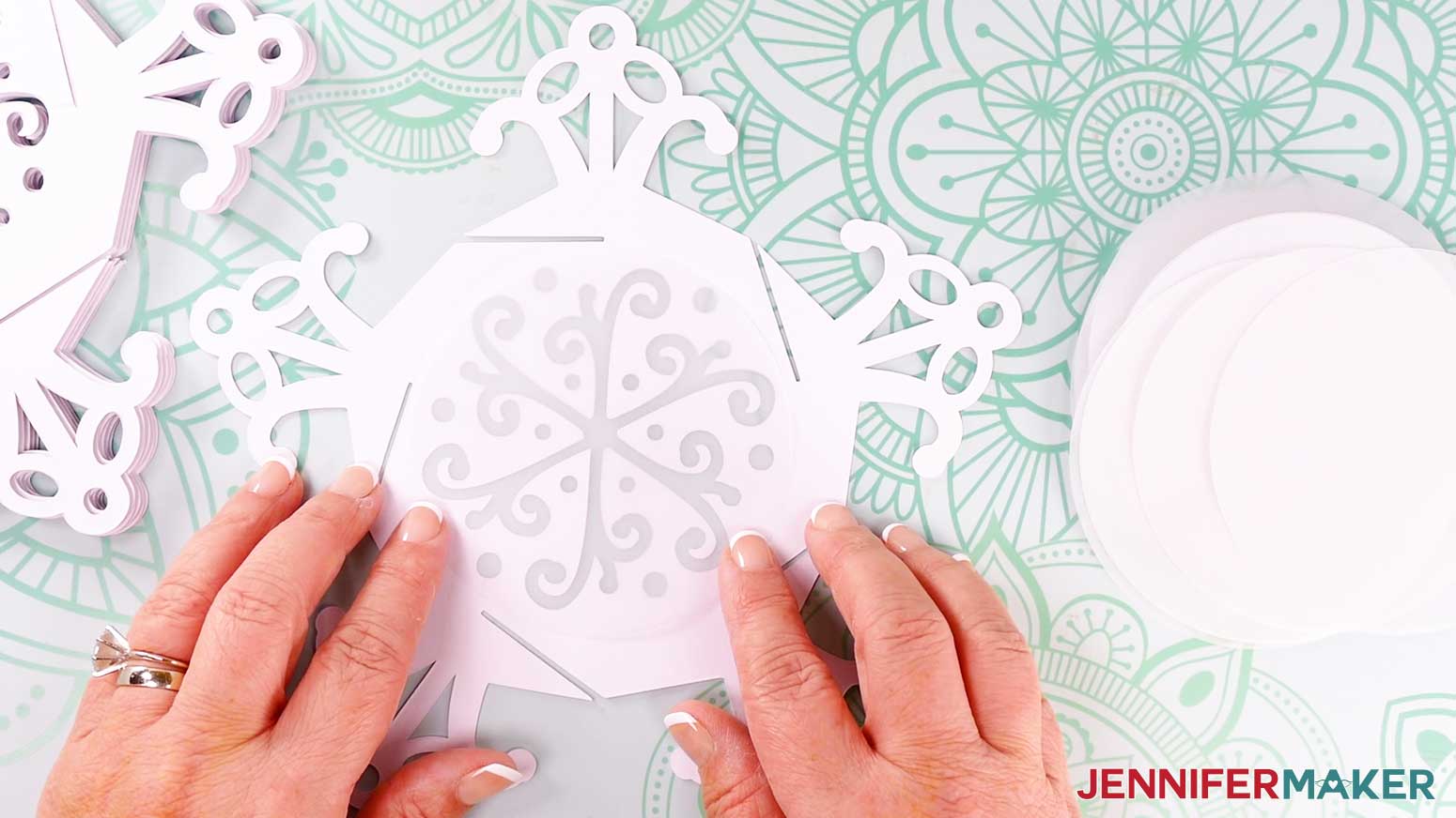 Snowflake panel with vellum diffuser placed in the center.