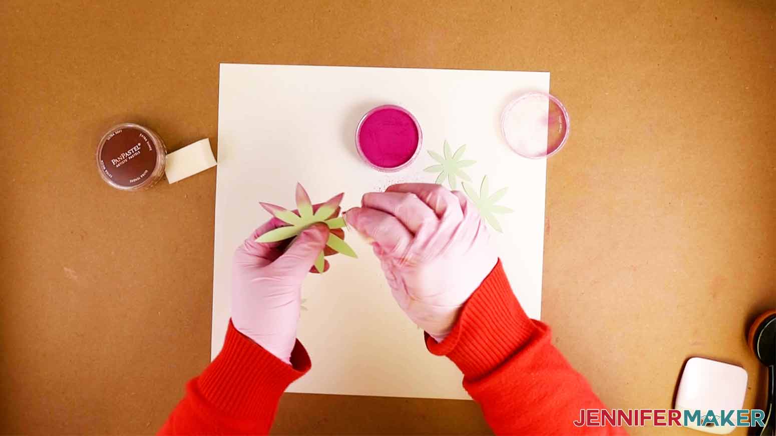 Add color to the edges of the succulent pieces when making my paper succulents project