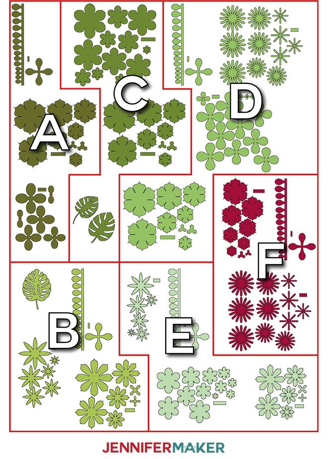 This chart identifies the different group based on cardstock color for my paper succulents project
