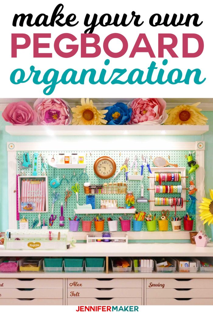 Pegboard Organization and Display- Make your own giant pegboard to store craft supplies and tools | #craftroom #organization 