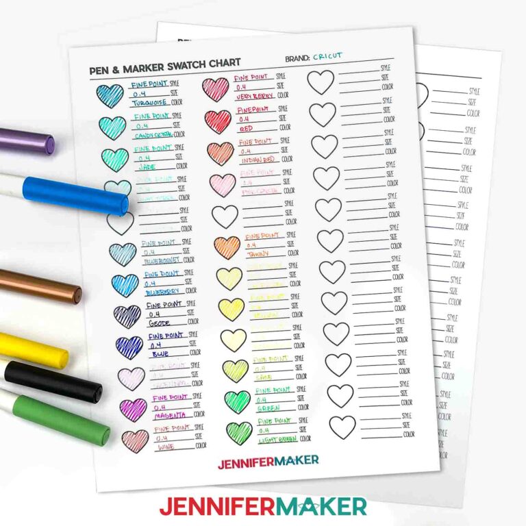 Free Pen, Marker Color Swatch Chart: SVG & Printable Charts - Jennifer ...