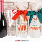 Personalized wine gift bags with iron-on vinyl make great gifts for the holidays