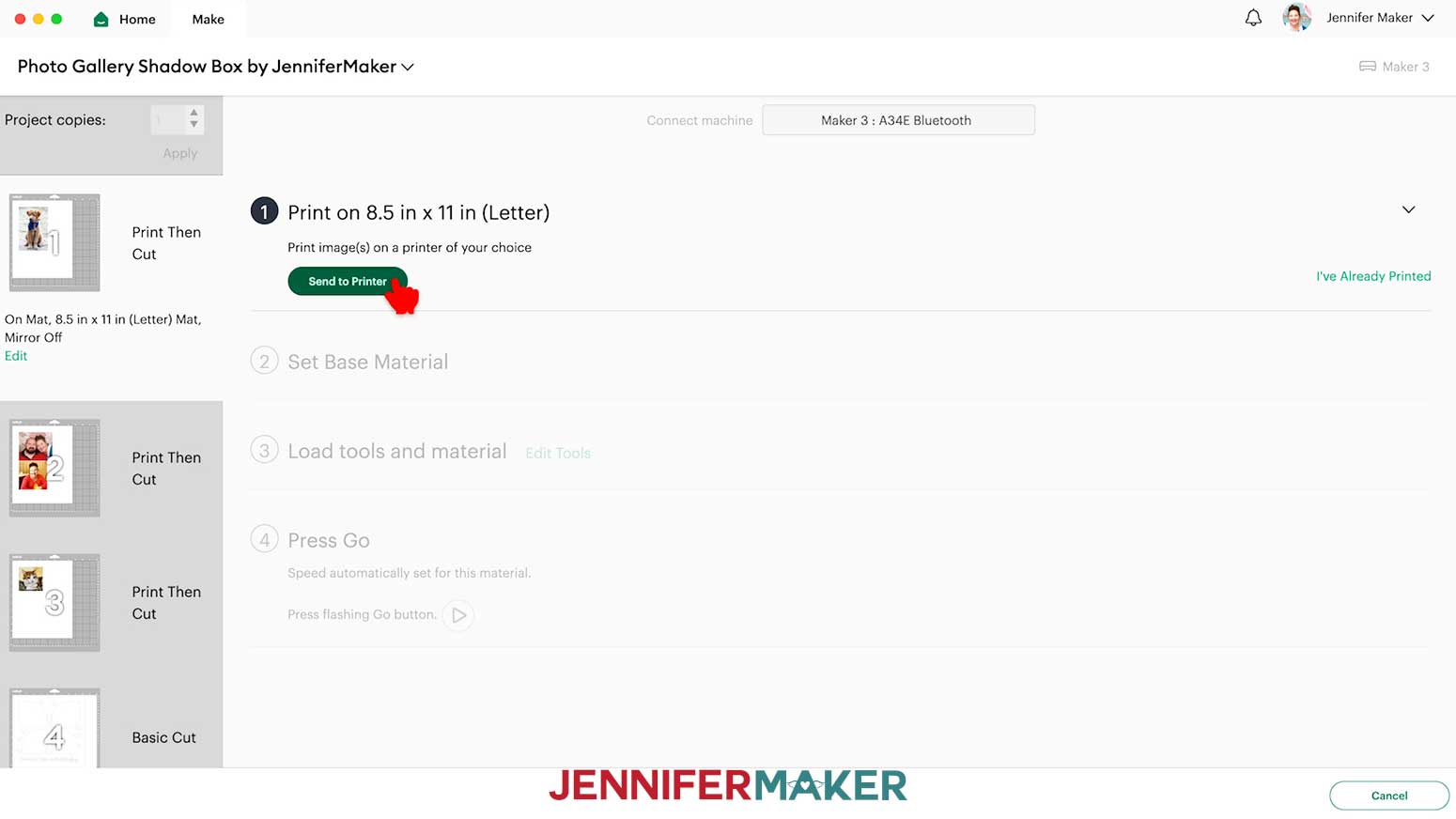 On the Make Screen, click &ldquo;Send to Printer.&rdquo;