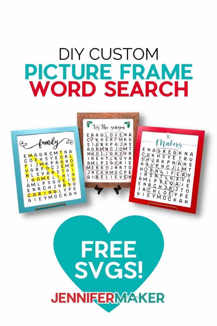 How to make custom word search picture frames using a cutting machine, vinyl, and paper