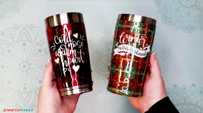 Beautiful buffalo plaid and Christmas plaid glitter tumblers