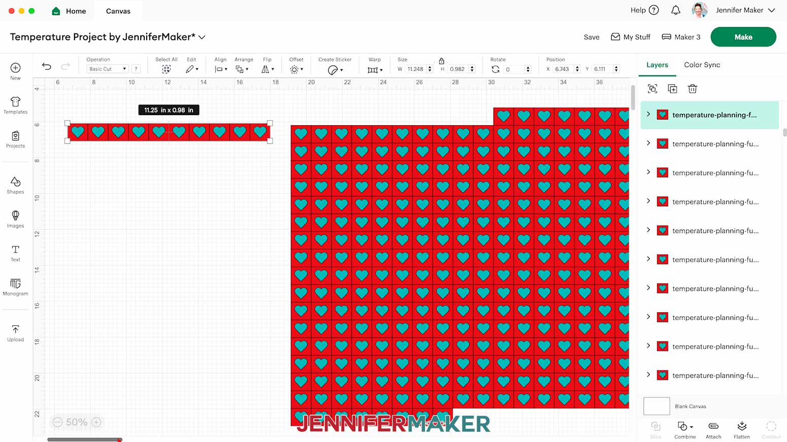 Move the number of squares to be cut to the side for ease of updating the colors of the days being made for the Temperature Project.