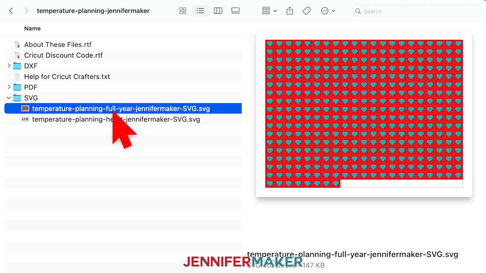 Select the full year design to upload it to Cricut Design Space to begin the Temperature Tracking Project.