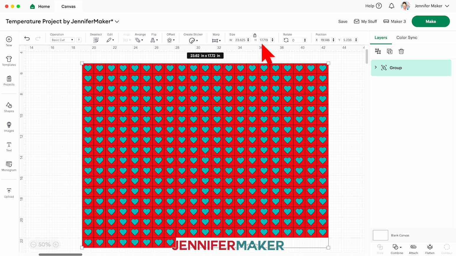 Edit the size of the grid to closely match the dimensions of your available space for the Temperature Tracking Project.