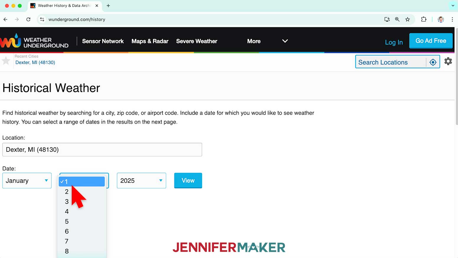 Select the date then click View to return the data results for a certain day of the Temperature Tracking project.