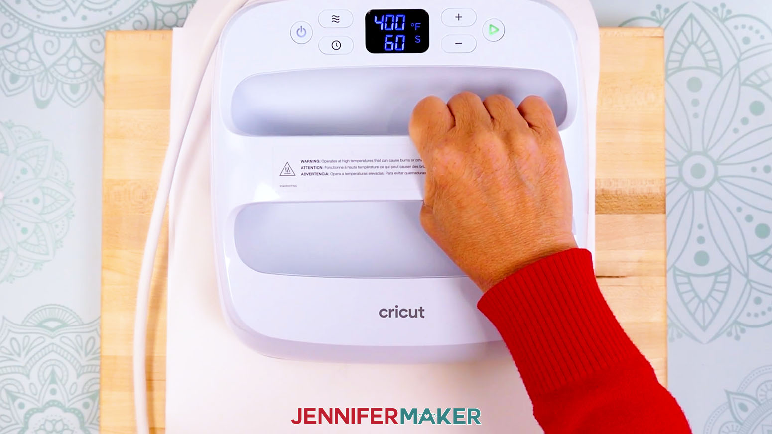 Change the press settings to match the correct time and temperature for the plant care marker.