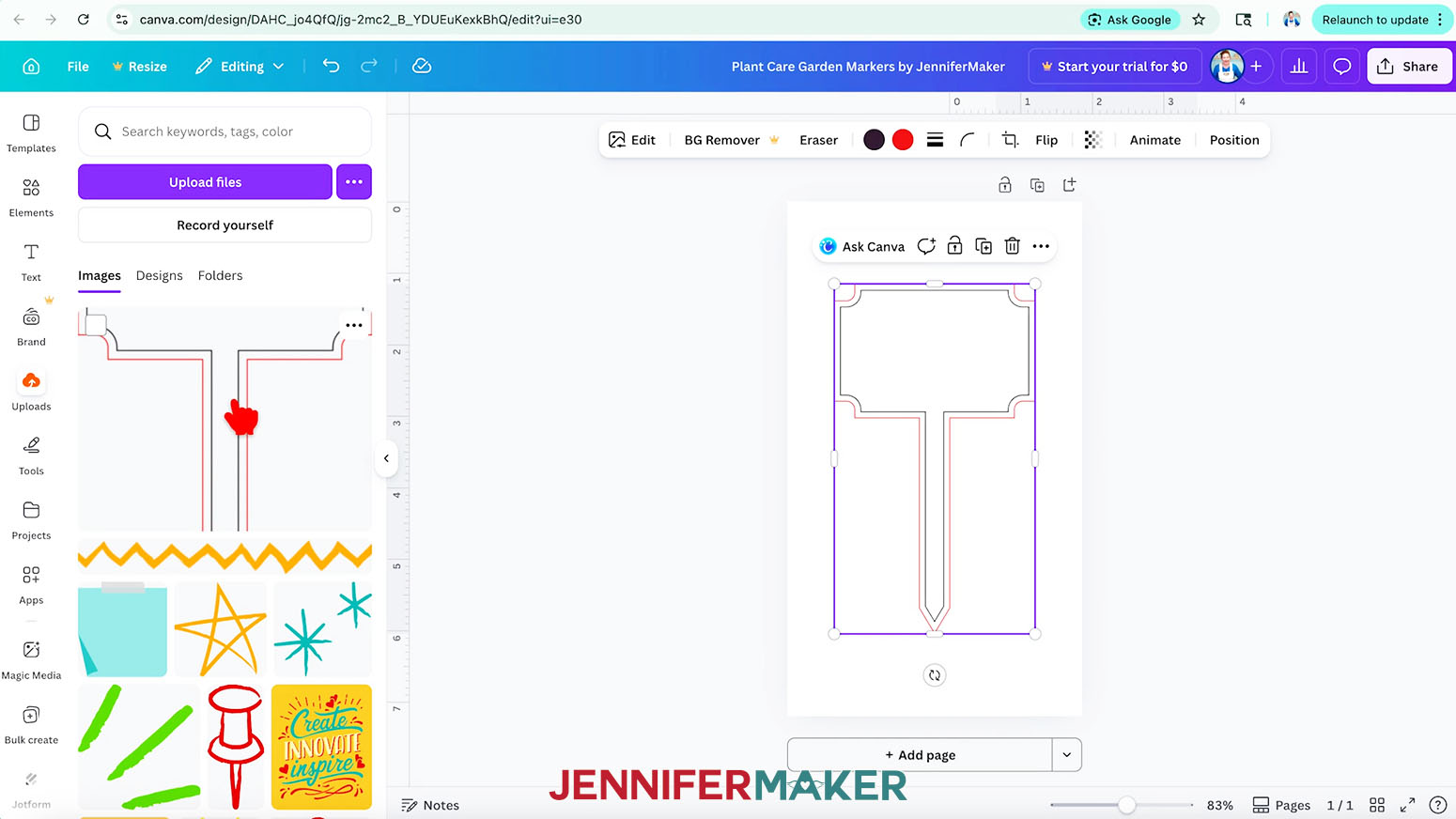 Upload the guide for the plant care marker into Canva.