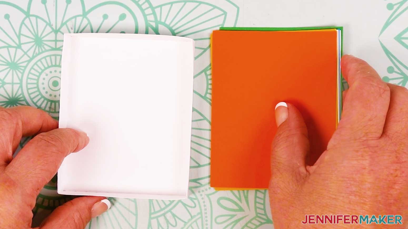 Flip the stack of layers for the Polaroid Shadow Box over before placing them in the frame.