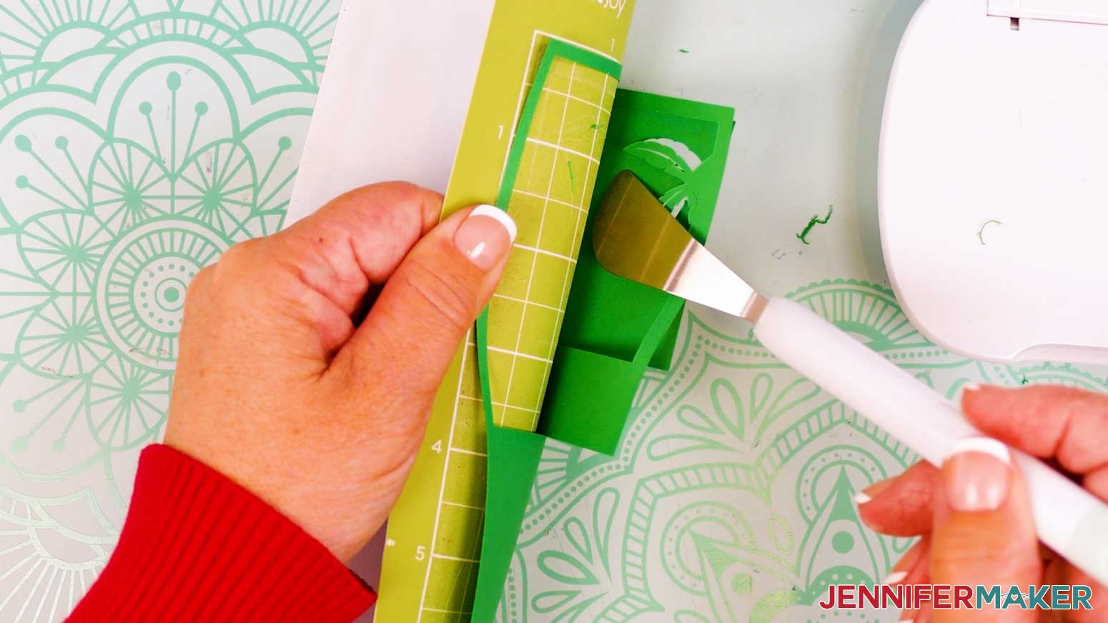Use a spatula to lift delicate cardstock pieces off of the machine mat.