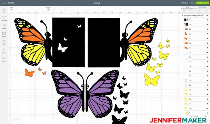 Pop-Up Butterfly Card Design uploaded to Cricut Design Space