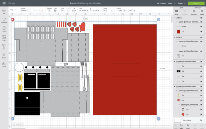 Cardstock design uploaded to Cricut Design Space to make a Father's Day pop-up grill card.