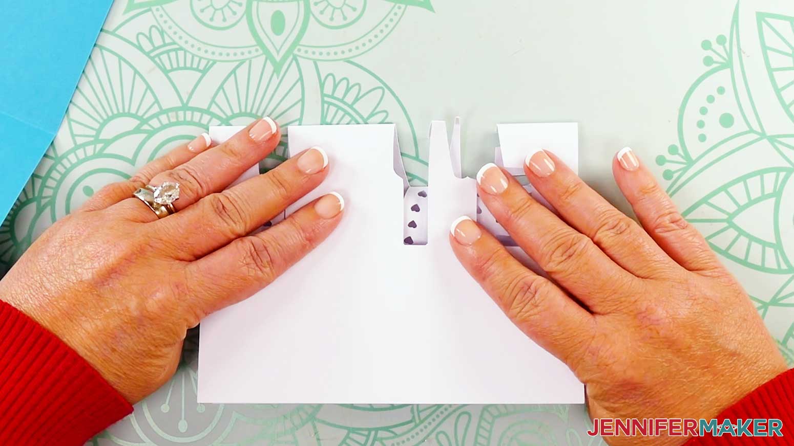 Folding the center of pop up card
