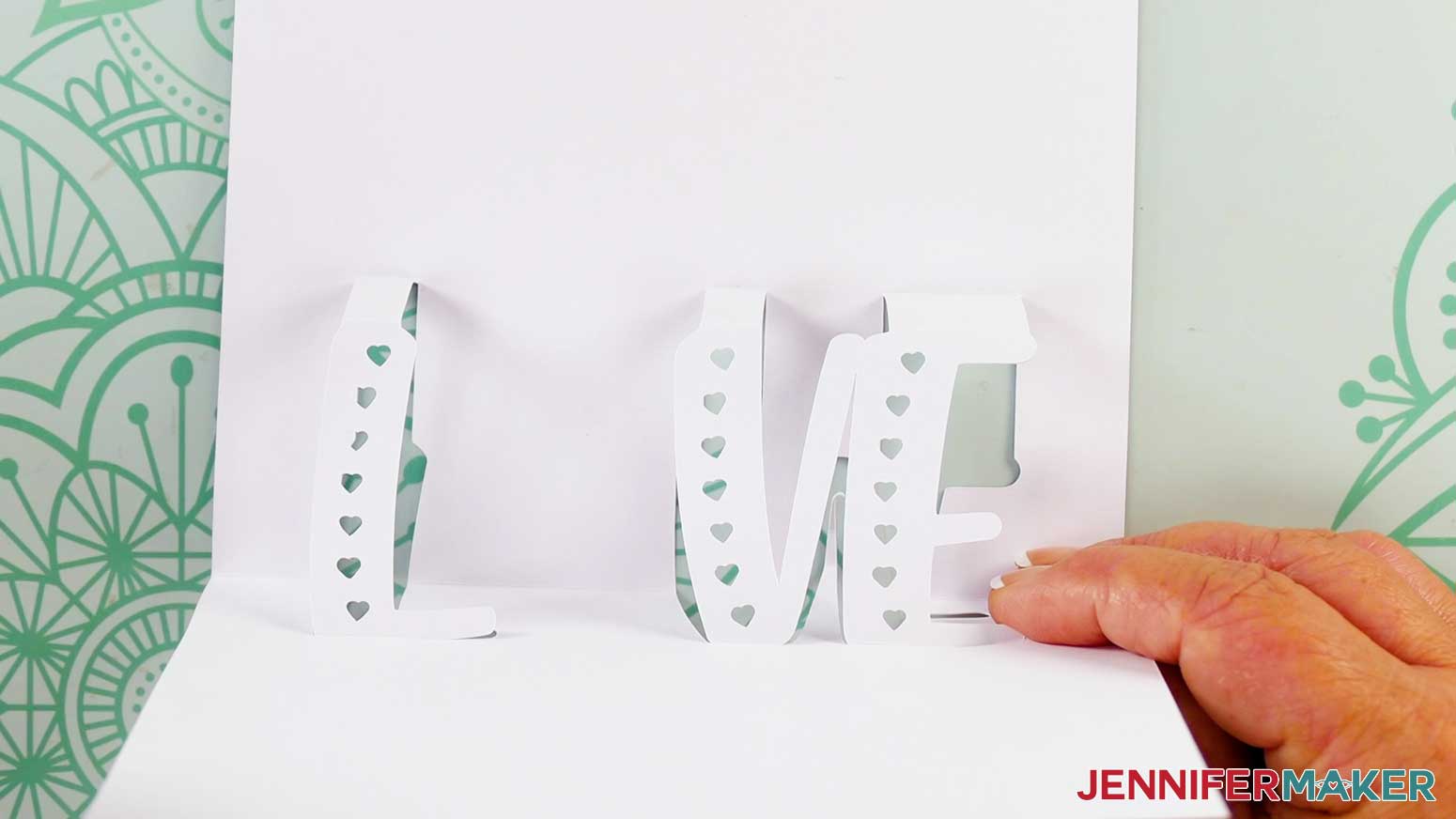 Folder L, V, and E letters of the inside pop up card