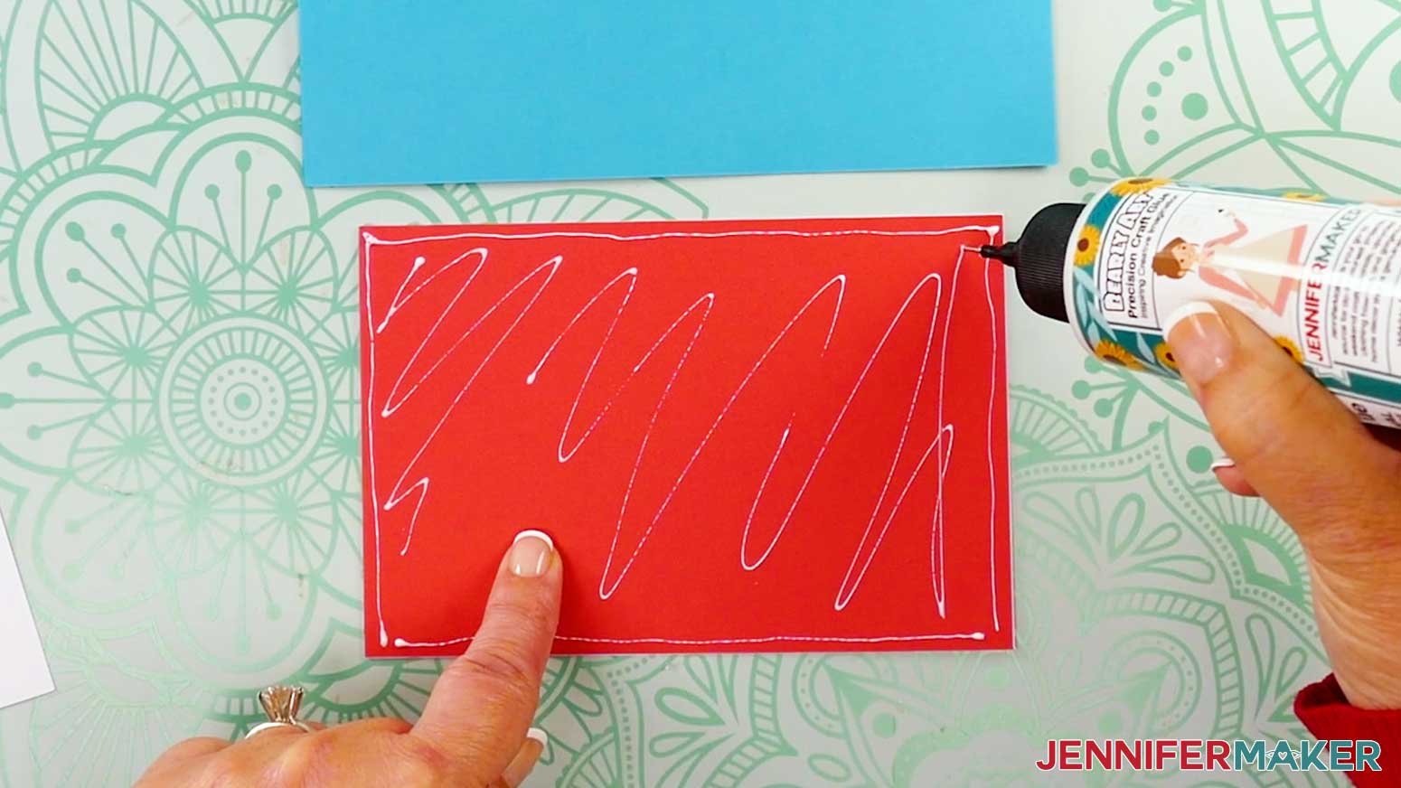 Apply glue to the back of the outer panel