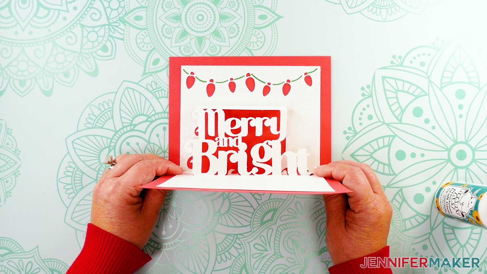 Finished merry and bright pop up card