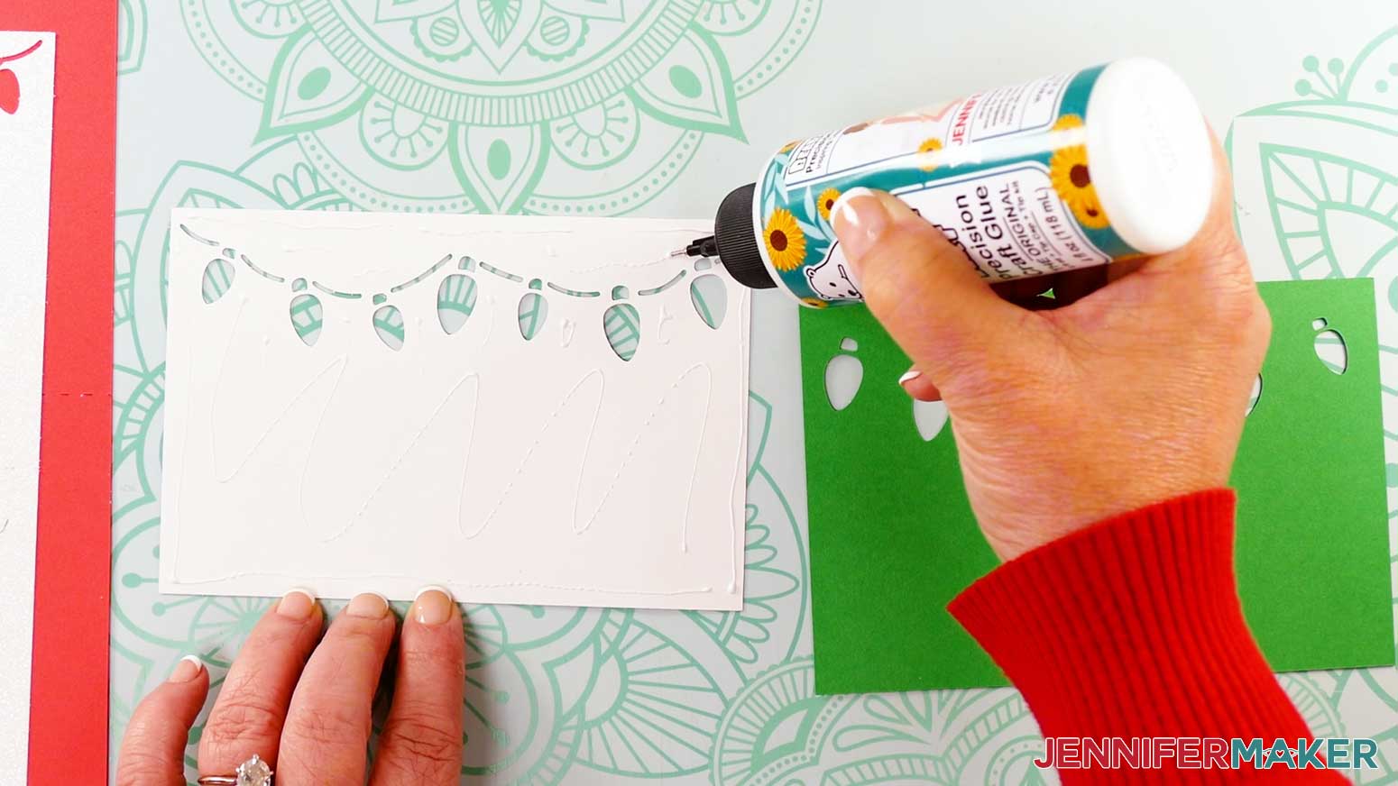 Add glue to the outer panel for the front of the pop up card