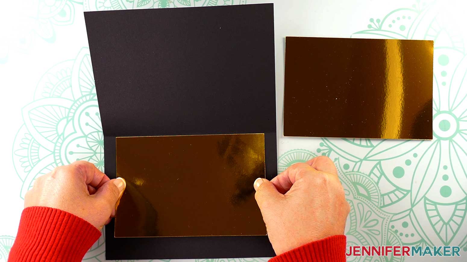 Add inner gold foil liner to new year pop up card