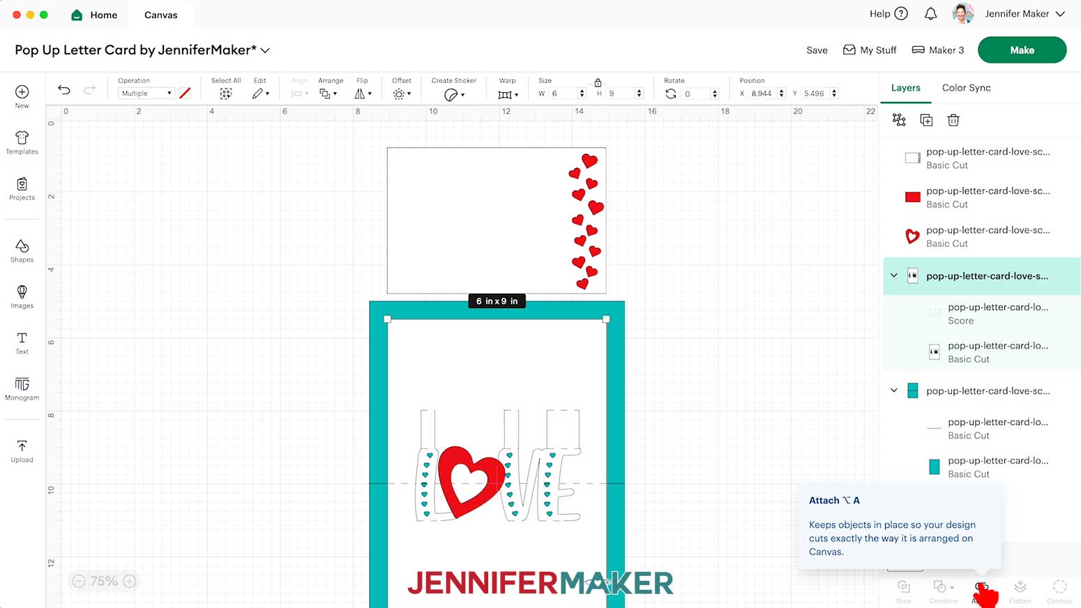 Click to attach score line to layer.