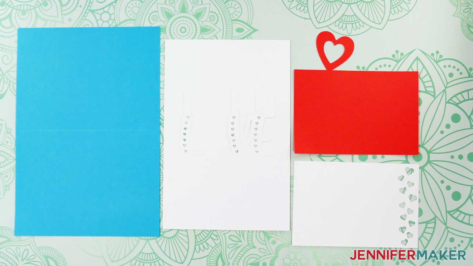 Love pop up card design cut pieces