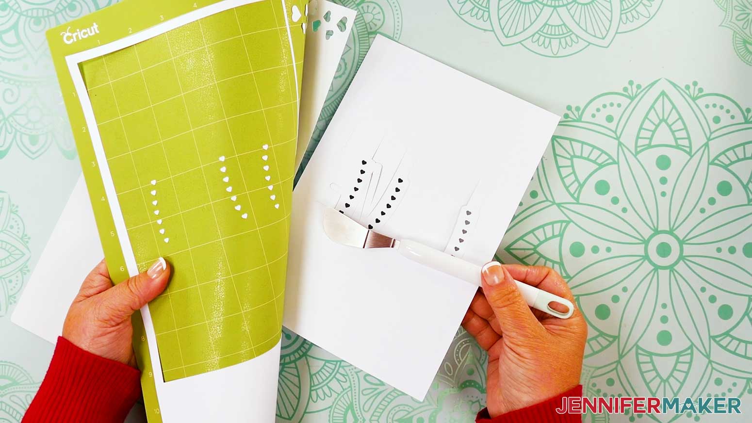 Use spatula to remove delicate pieces from mat