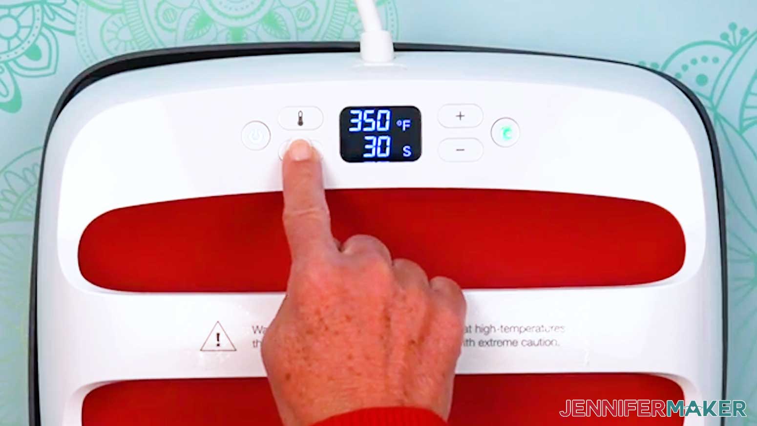 Set the EasyPress to 350 degrees and 30 seconds.