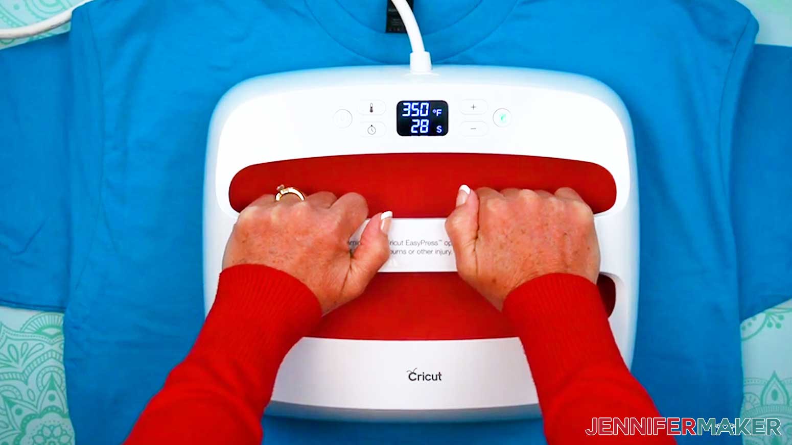 Press the design for 30 seconds at 350 degrees.