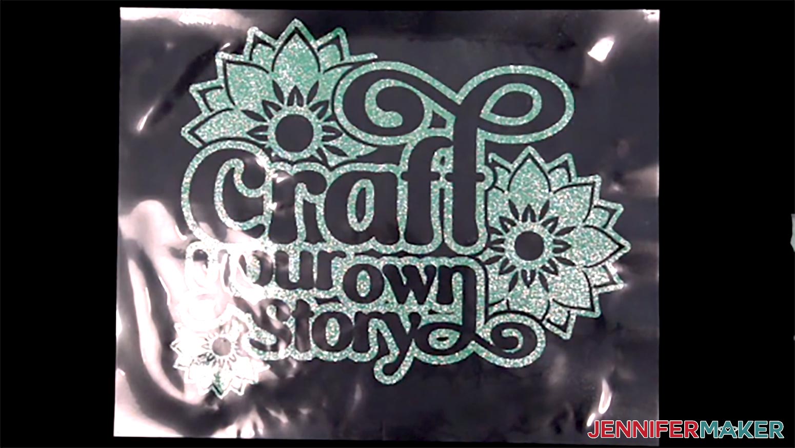 Allow the pressed glitter vinyl layer of the metallic puff vinyl design to cool some before removing the carrier sheet.