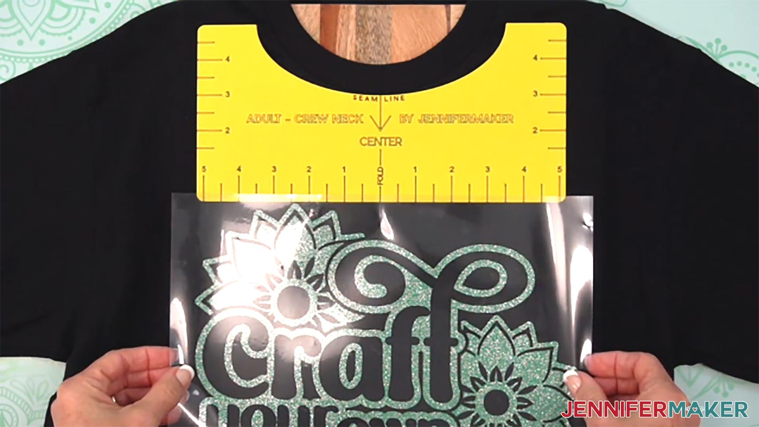 Place the first layer of the metallic puff vinyl design onto the shirt with the vinyl side touching the shirt.