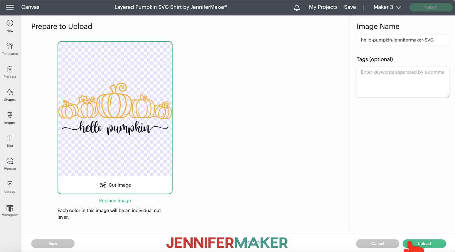 Hello Pumpkin SVG in Cricut Design Space