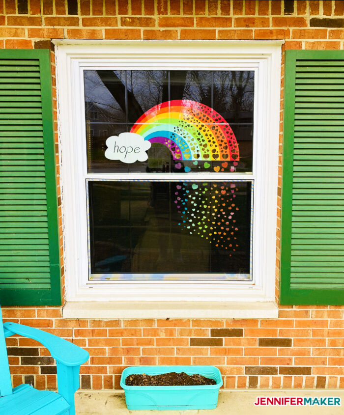 Rainbow of Hearts Window to Show Hope and Support to Our Communities - Free Printable PDF and SVG Cut File for Cricut and Silhouette