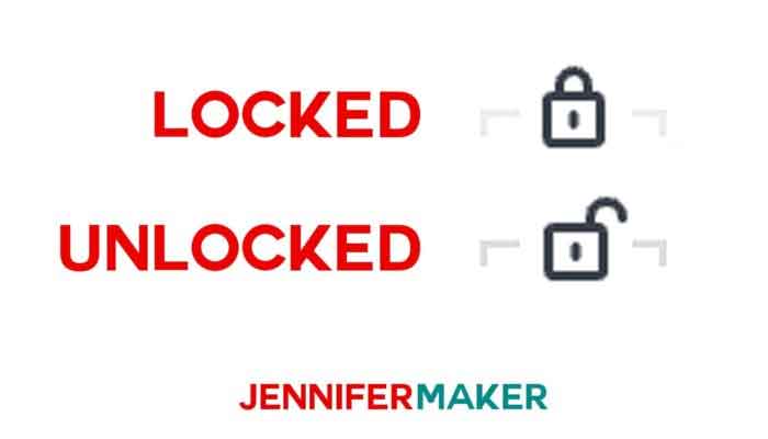 Locked and unlocked icons in Cricut Design Space