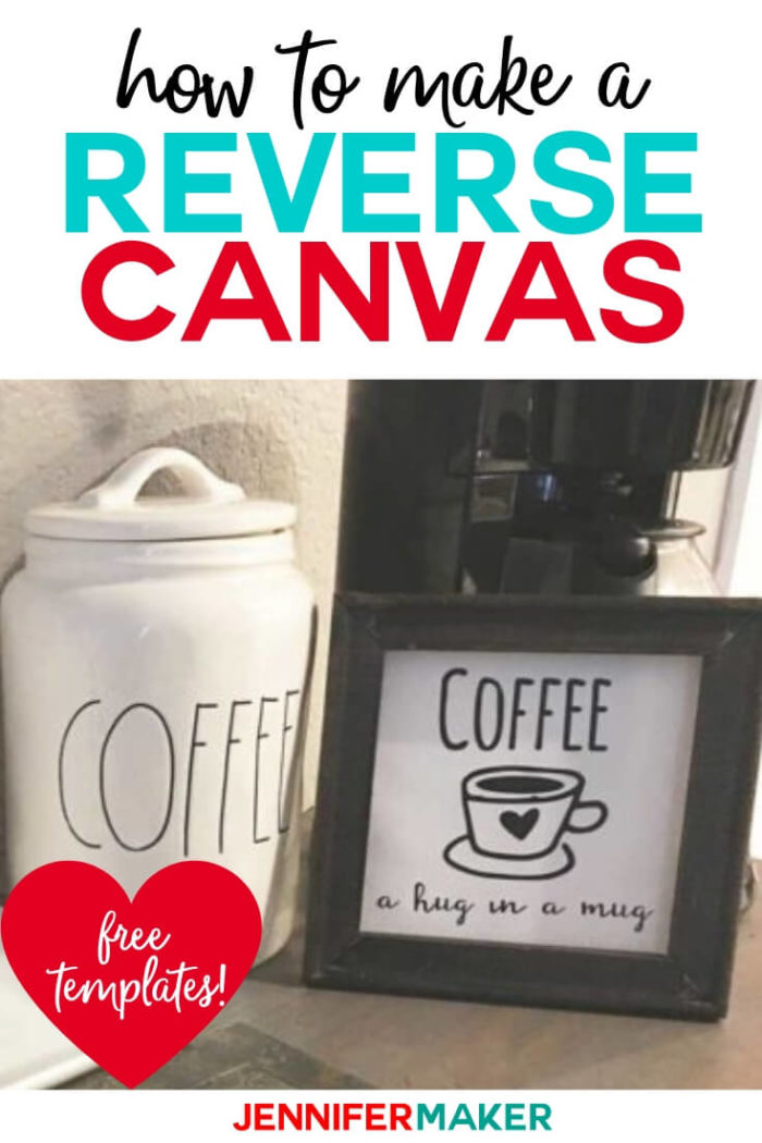 Make reverse canvas miniature artwork for your coffee bar or coffee station with these free SVG cut files to use with your Cricut or Silhouette cutting machine. Coffee Bar decor is very popular and you can make your own framed artwork easily with this tutorial.  #cricut #cricutmade #cricutmaker #cricutexplore #svg #svgfile