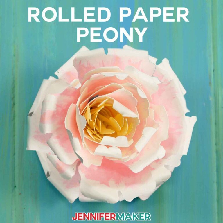 Rolled Paper Peony Flower Tutorial – Free Template!