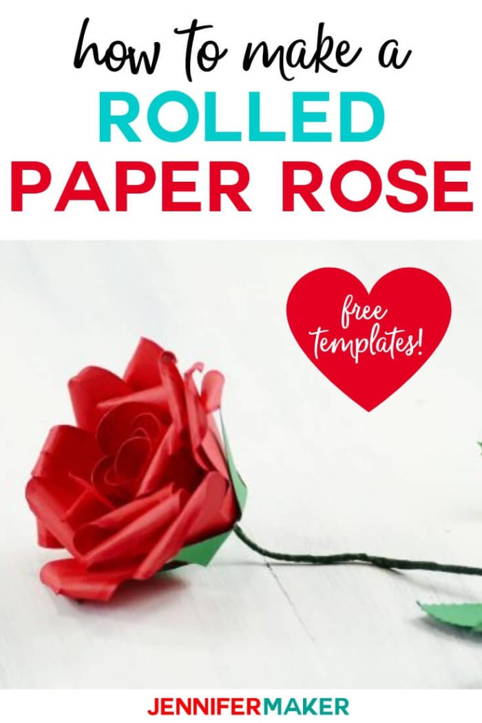 Learn how to make a rolled paper rose that looks realistic with this step by step tutorial and free svg cut files. #cricut #cricutmade #cricutmaker #cricutexplore #svg #svgfile